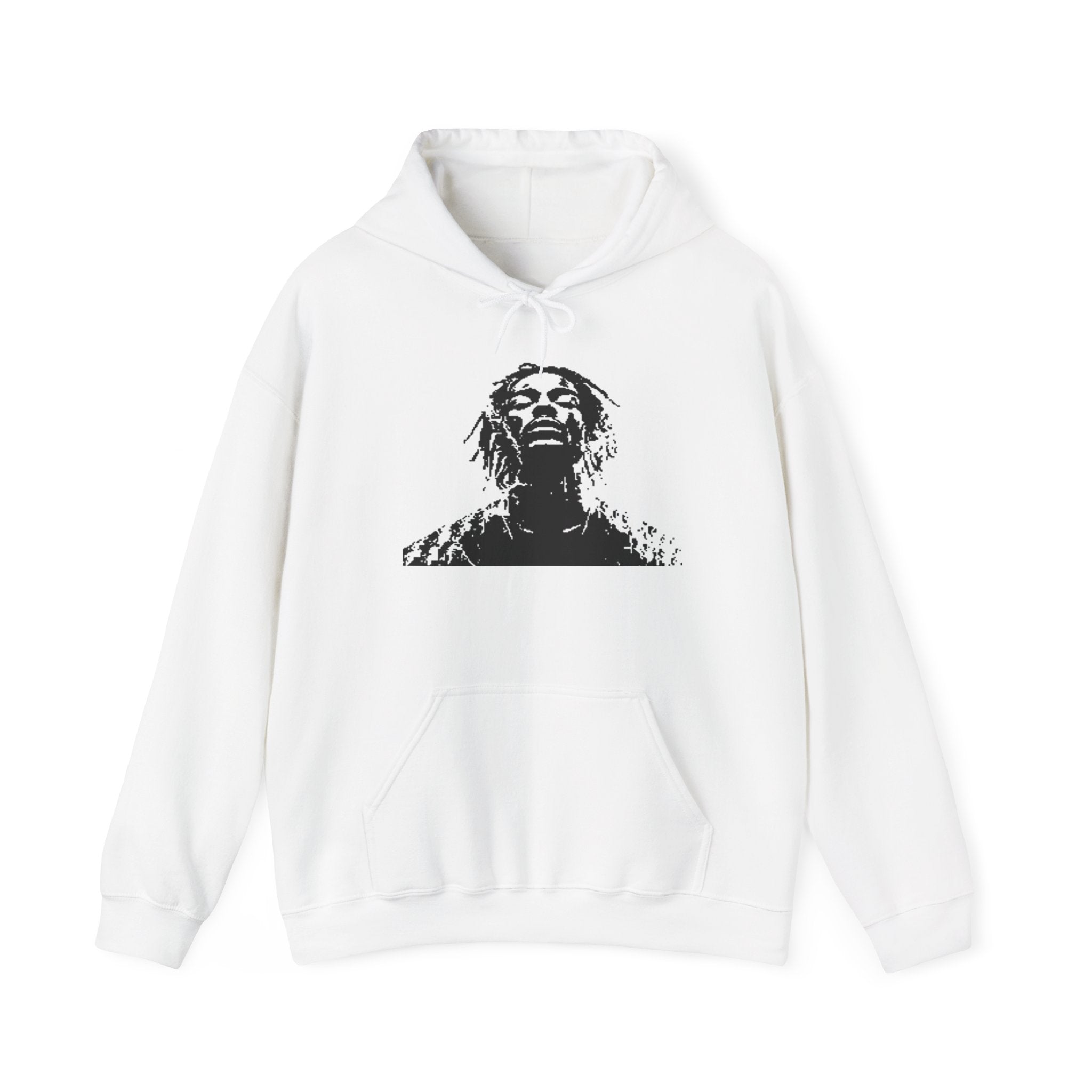Rapper Portrait Hoodie – Black Stencil Graphic Sweatshirt
