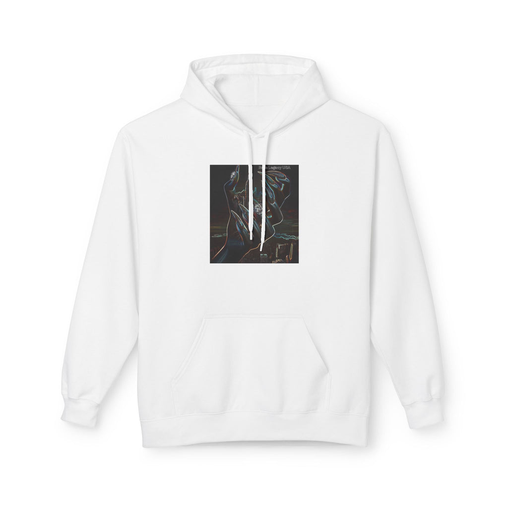 Abstract Neon Skull Hoodie — Dark Vaporwave Graphic Pullover