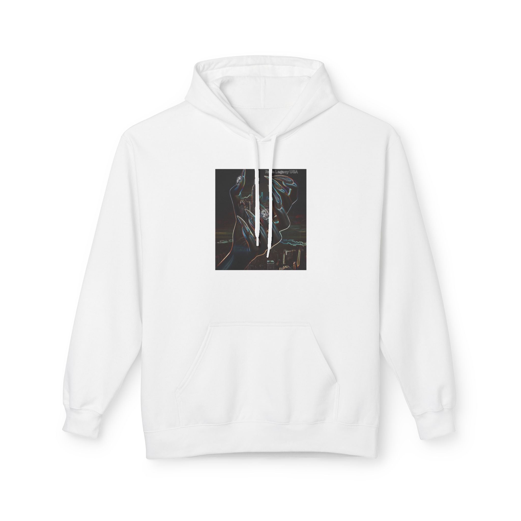 Abstract Neon Skull Hoodie — Dark Vaporwave Graphic Pullover