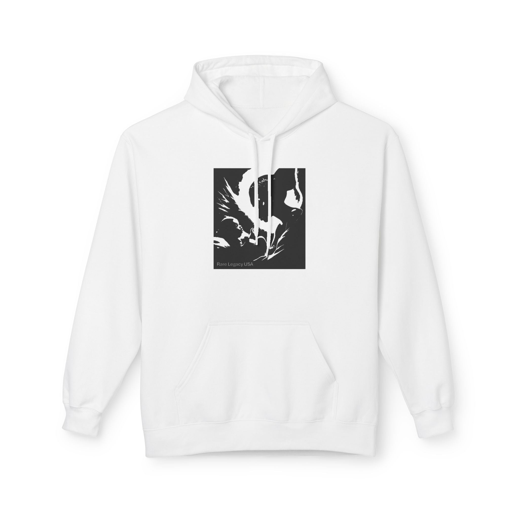 Minimalist Noir Bird Hoodie — Monochrome Raven Graphic Pullover