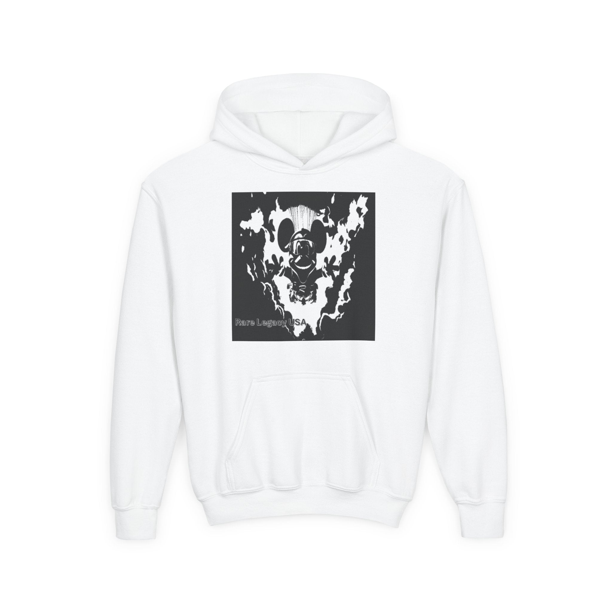 Skull Flame Youth Hoodie — Edgy Black Graphic Pullover for Teens