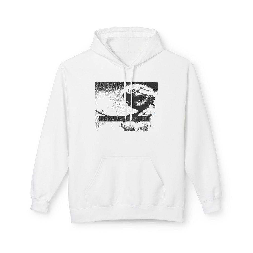 Surreal Moon Eye Graphic Hoodie — Black & White Vintage Art Pullover