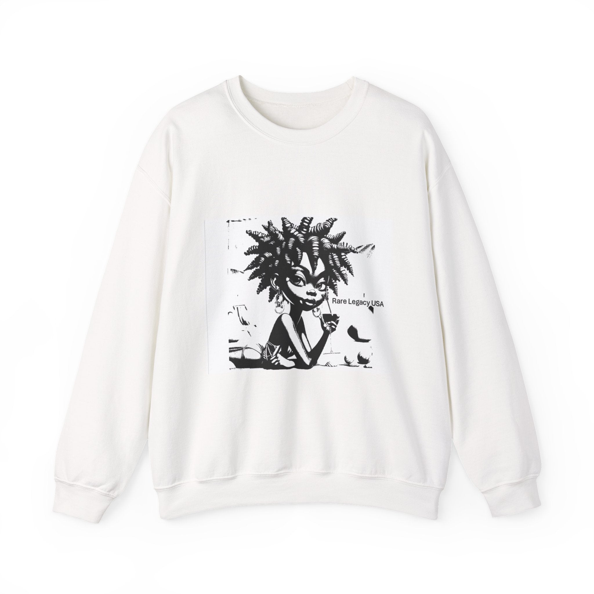 Crewneck Sweatshirt — 'Plant Lady' Black & White Illustration