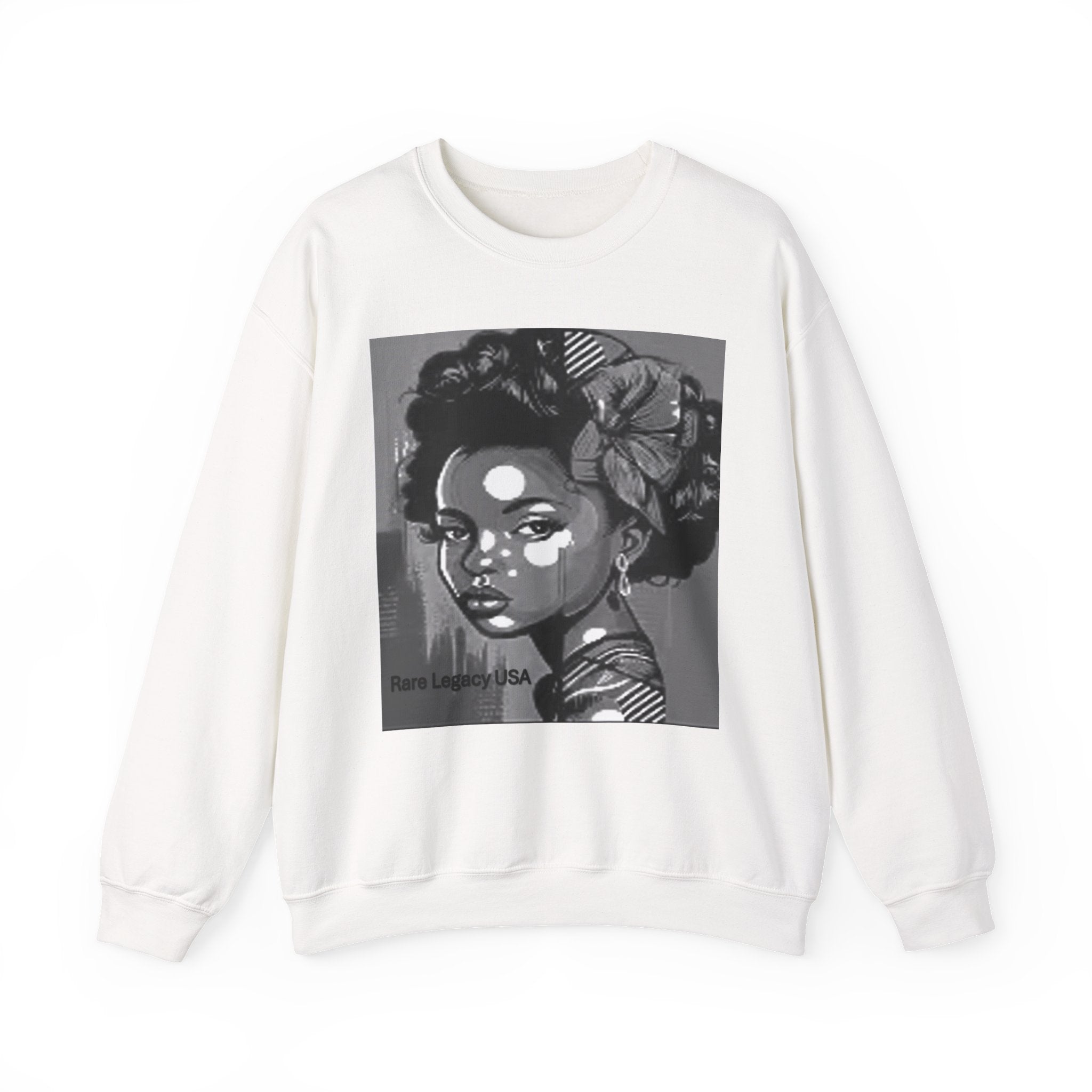 Artistic Afro Portrait Sweatshirt — Monochrome 'Born in the USA' Crewneck