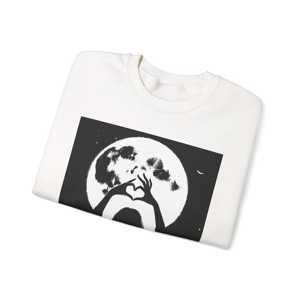Crewneck Sweatshirt — Moon Heart Silhouette Graphic