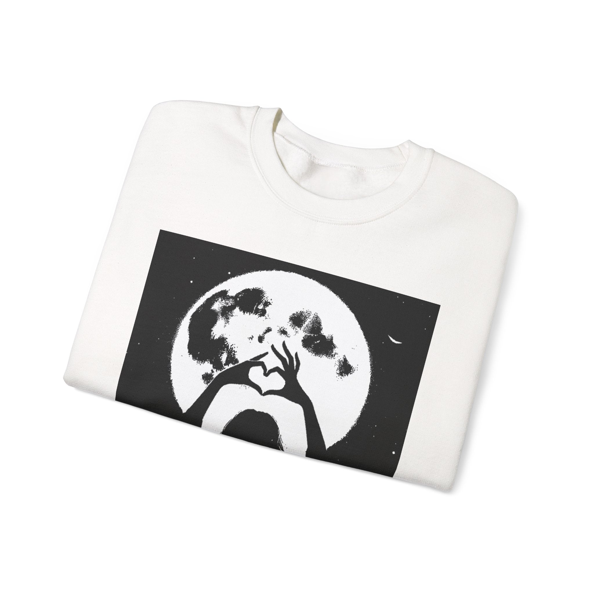Crewneck Sweatshirt — Moon Heart Silhouette Graphic