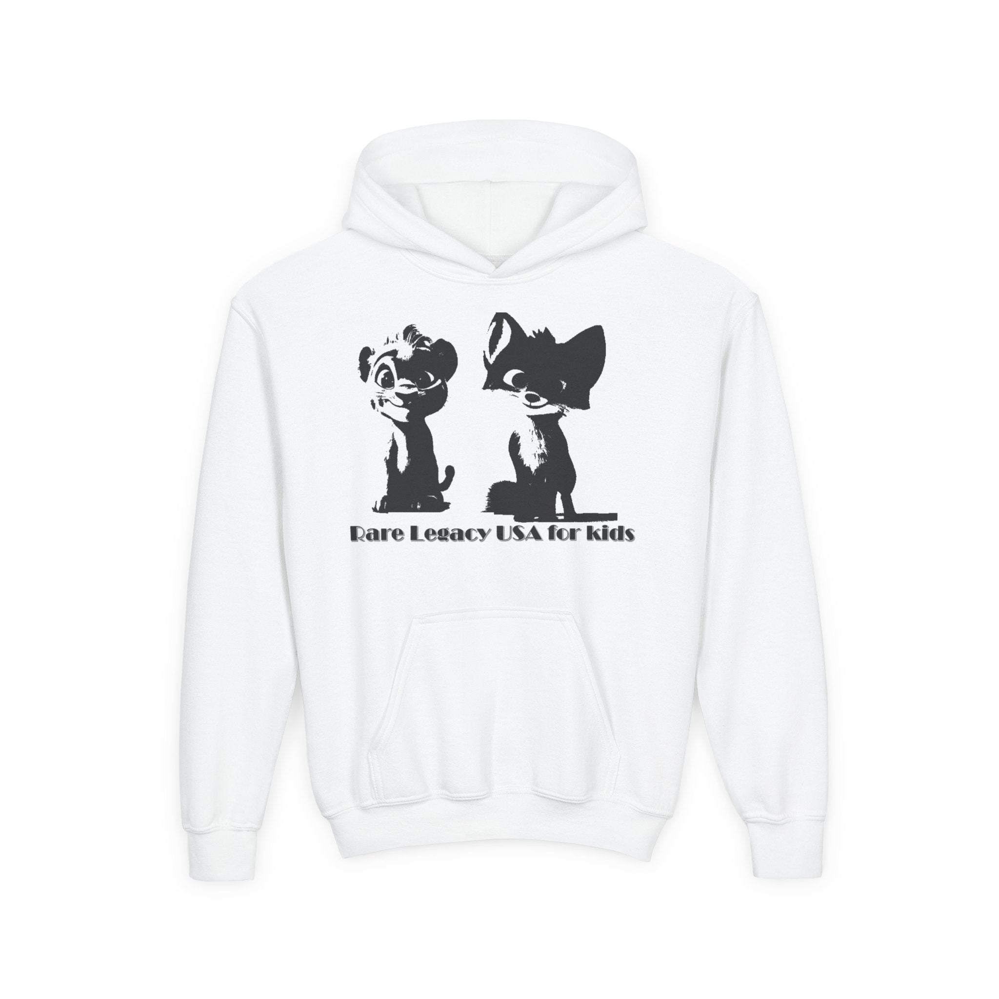 Kids' Animal Duo Hoodie - 'Care Legacy USA for Kids' Cute Cartoon Fox & Puppy Sweatshirt