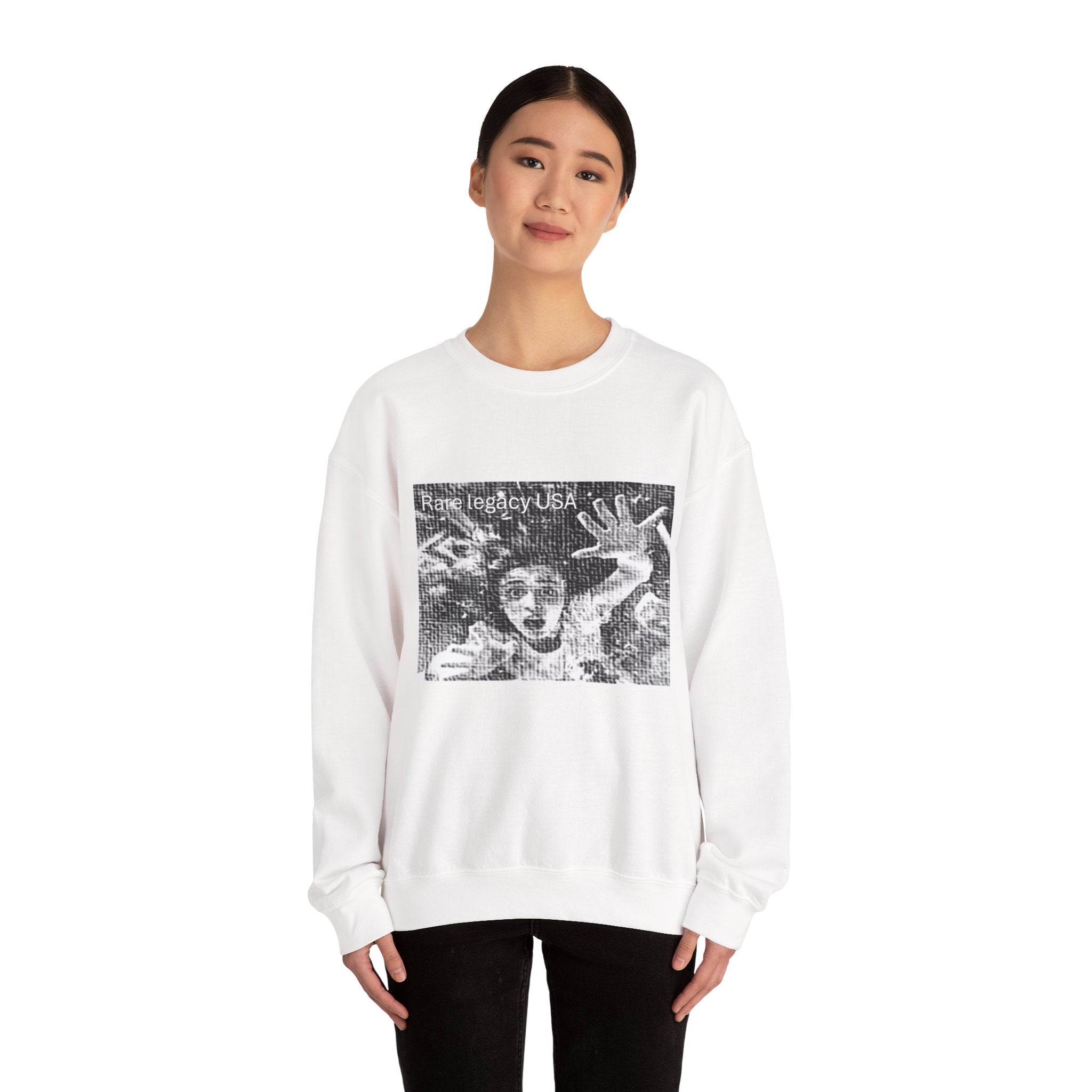 Crewneck Sweatshirt — Vintage Horror Photo "Rave Legacy USA" Graphic