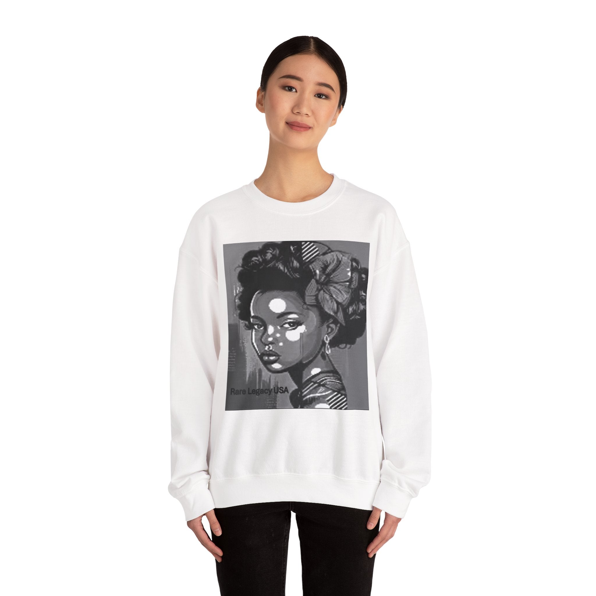 Artistic Afro Portrait Sweatshirt — Monochrome 'Born in the USA' Crewneck