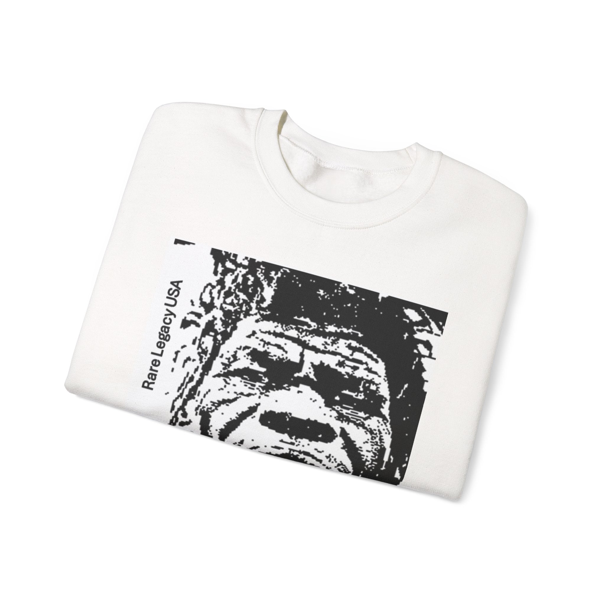 Crewneck Sweatshirt – Vintage Monochrome Portrait "Rise Above" Graphic