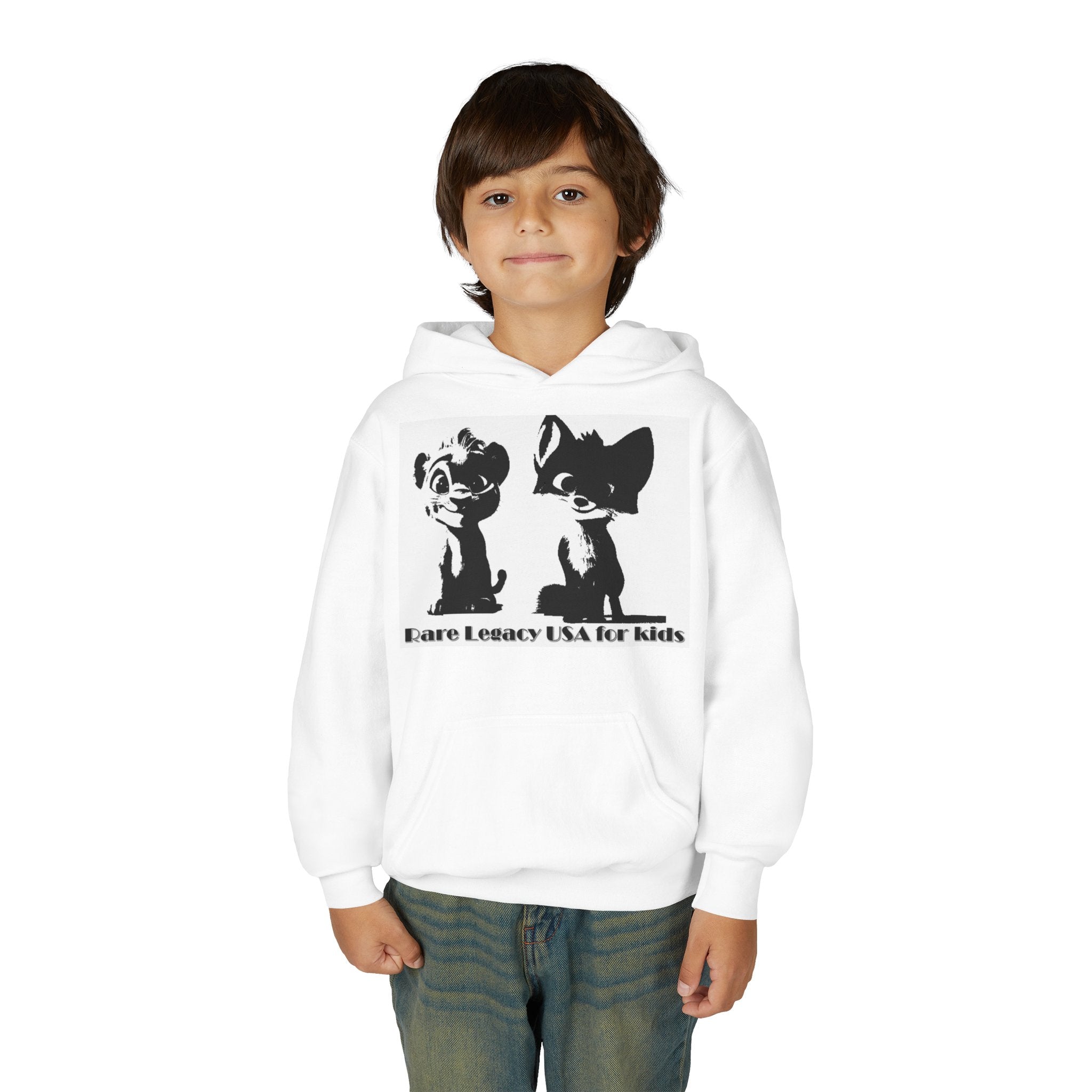 Kids' Animal Duo Hoodie - 'Care Legacy USA for Kids' Cute Cartoon Fox & Puppy Sweatshirt
