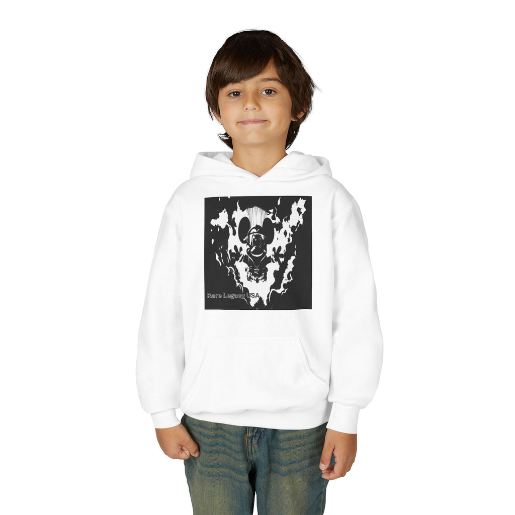 Skull Flame Youth Hoodie — Edgy Black Graphic Pullover for Teens