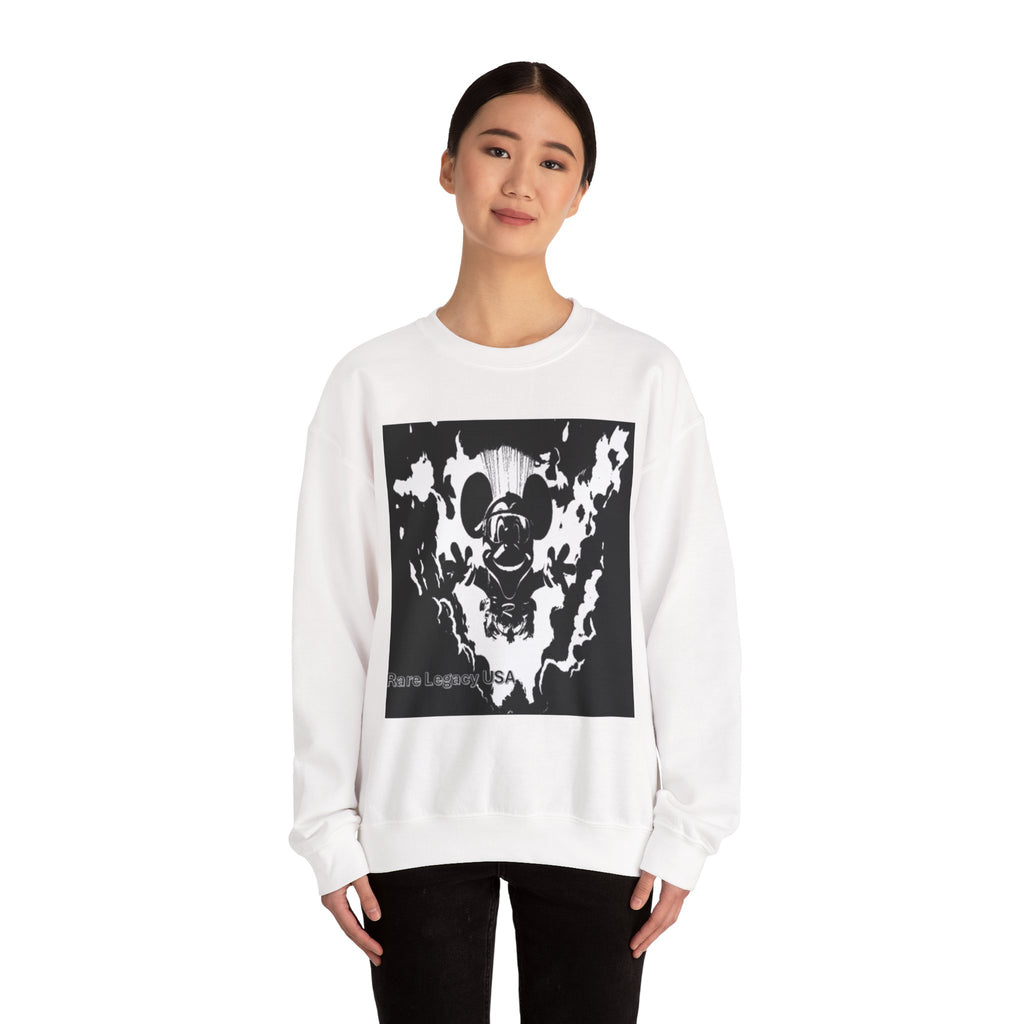 Skull Flames Graphic Sweatshirt — Edgy Monochrome Crewneck