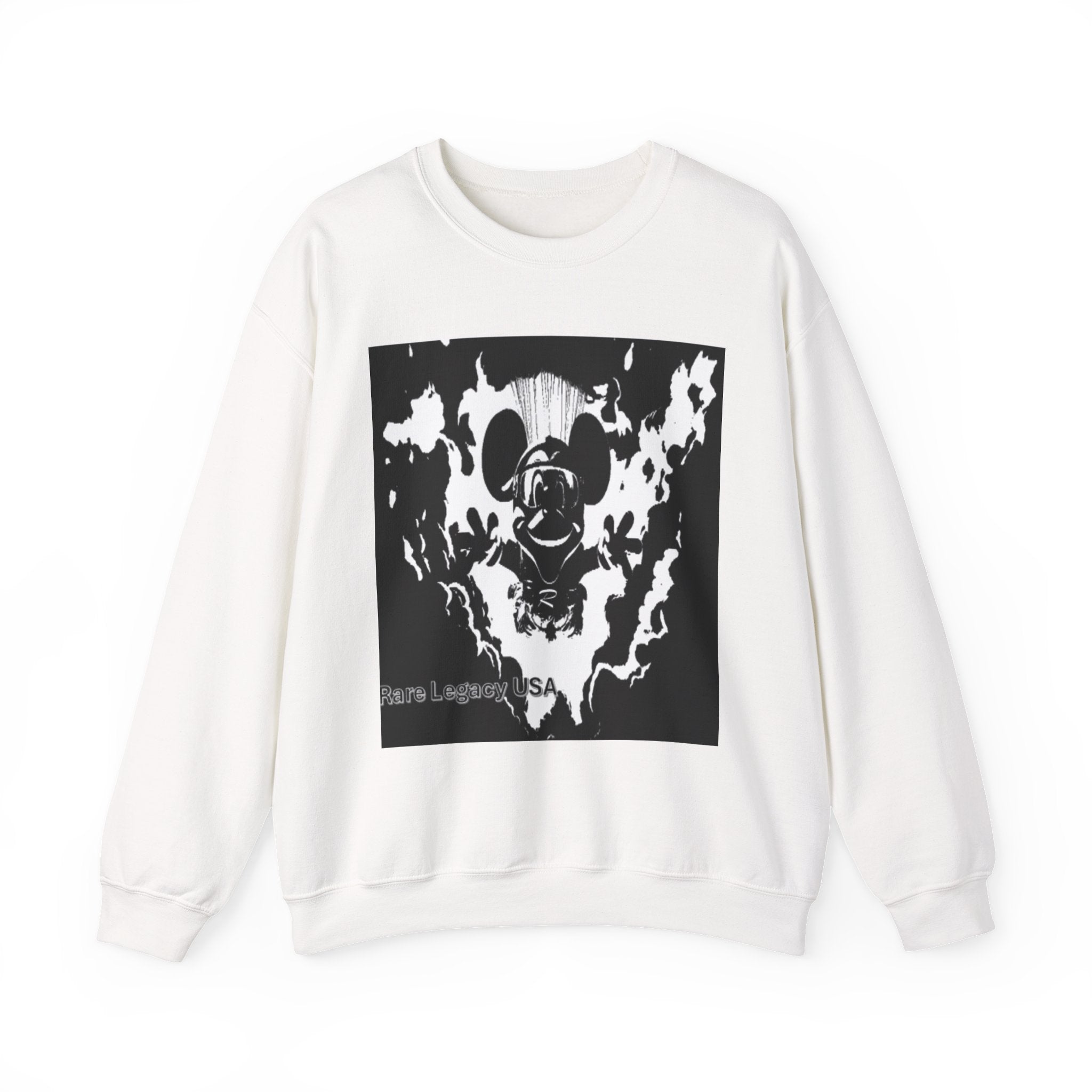 Skull Flames Graphic Sweatshirt — Edgy Monochrome Crewneck