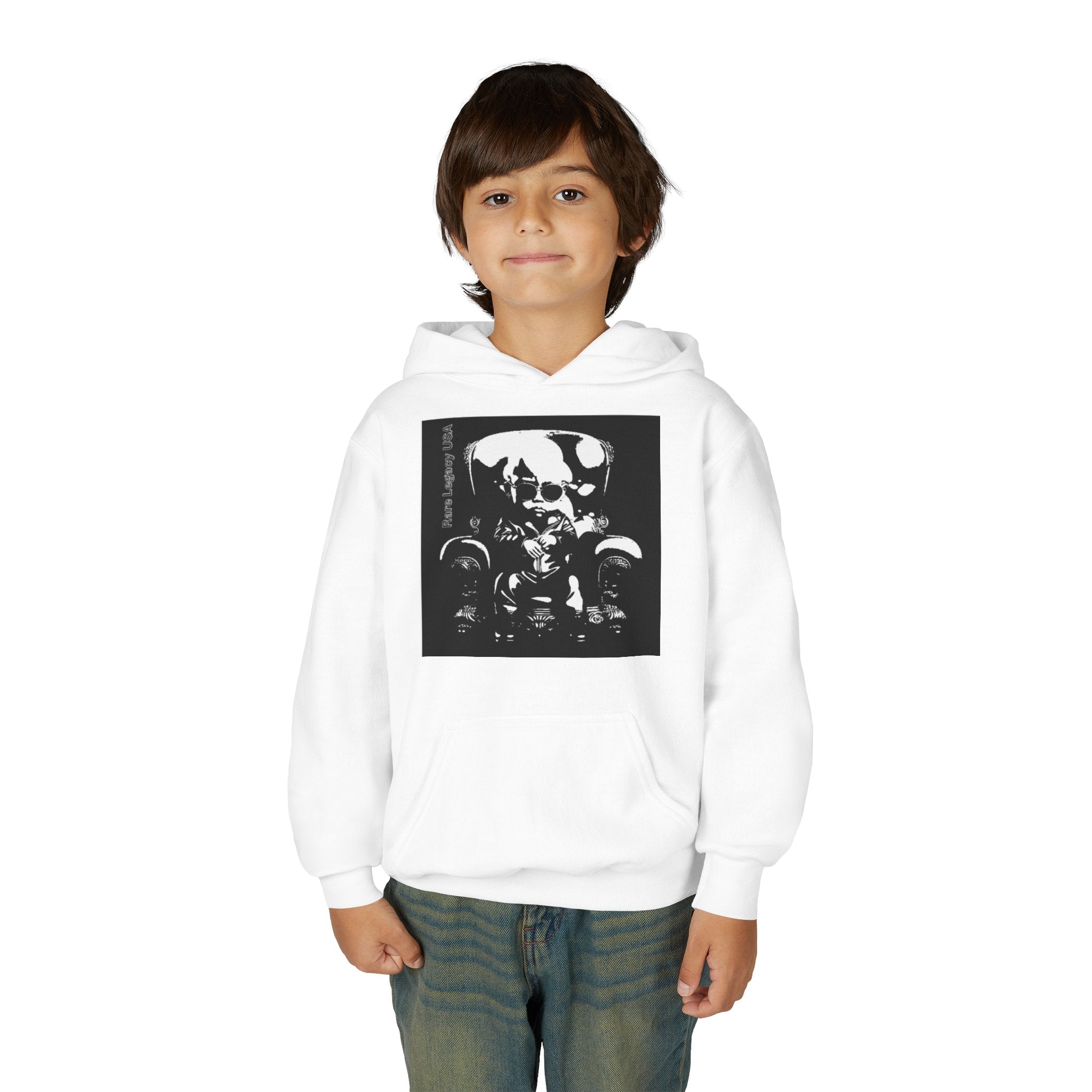 Youth Skull Graphic Hoodie - Monochrome Gothic Mushroom Design
