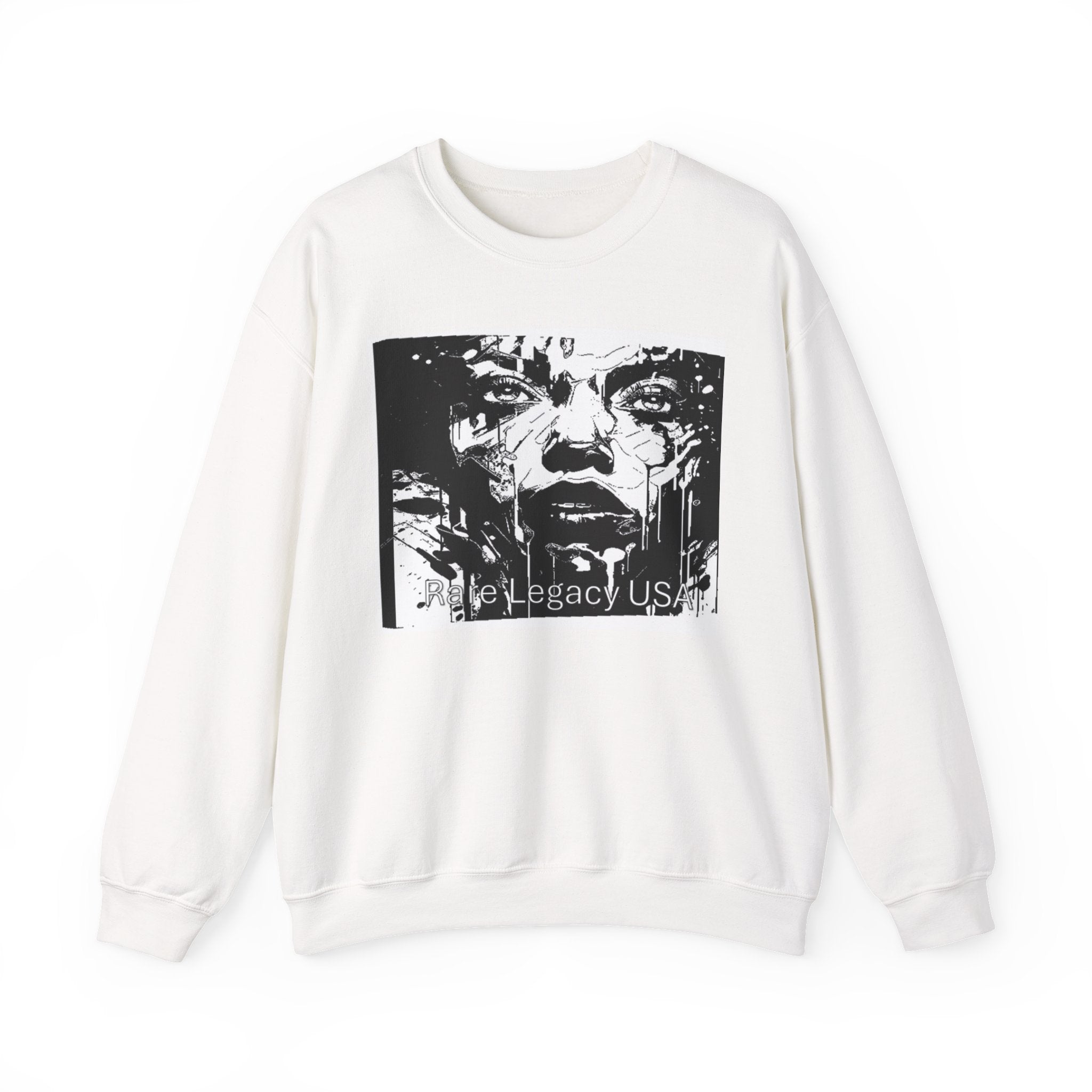 Graphic Crewneck Sweatshirt — Monochrome Screaming Face Art