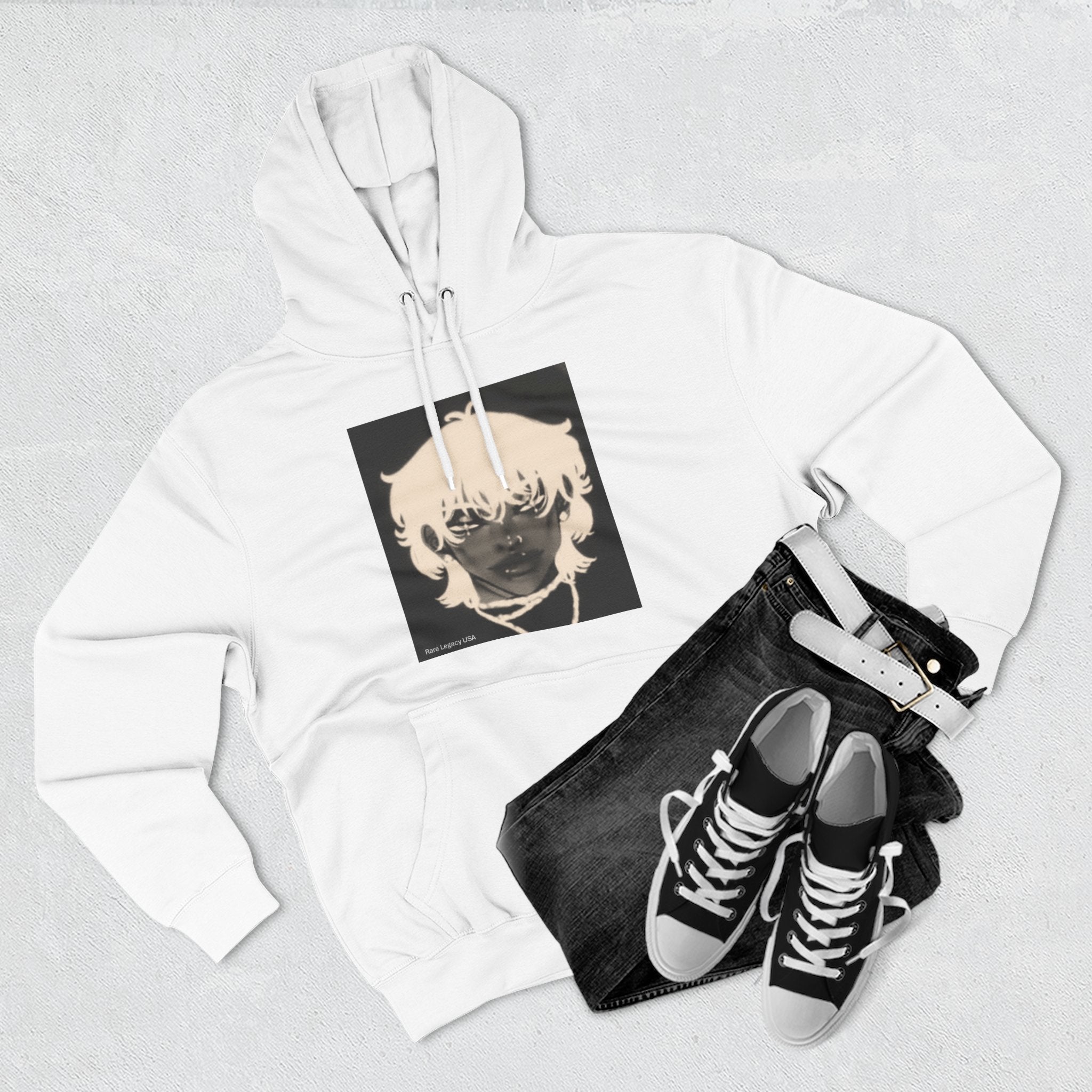 Dark Anime Portrait Hoodie — Moody Inverted Face Graphic Pullover